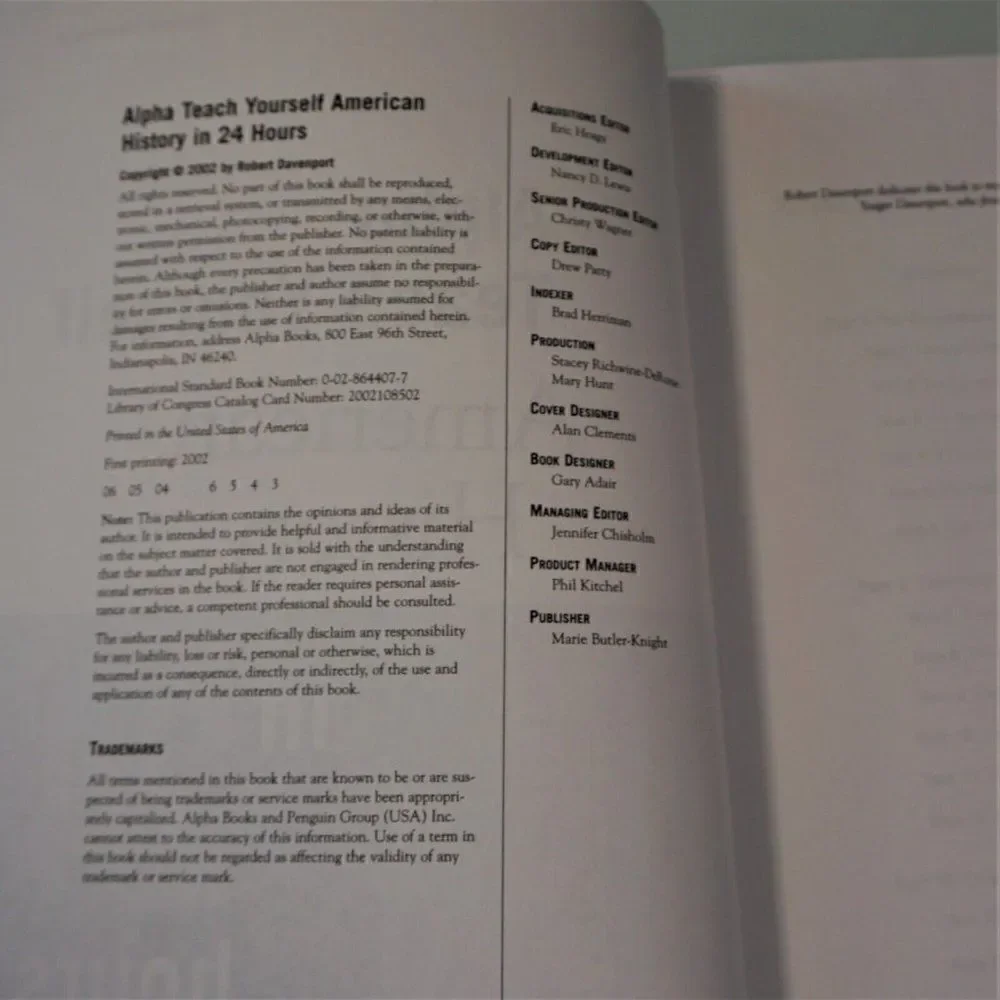 Alpha Teach Yourself American History in 24 Hours by Robert Davenport 2002